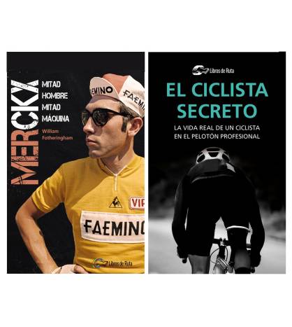 Pack promocional "El ciclista secreto" + "Merckx. Mitad hombre, mitad máquina" Packs en promoción  Libros de Ruta