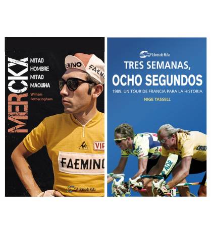 Pack promocional "Merckx.Mitad hombre, mitad máquina" + "Tres semanas, ocho segundos" Packs en promoción  Libros de Ruta