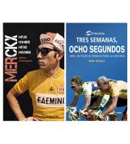 Pack promocional "Merckx.Mitad hombre, mitad máquina" + "Tres semanas, ocho segundos"|Libros de Ruta|Packs en promoción||Libros de Ruta